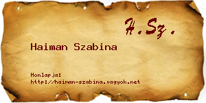 Haiman Szabina névjegykártya